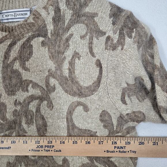 VTG Croft & Barrow Silk Angora Rabbit Hair Sweater Sz M Beige Brown Baroque NEW - Picture 10 of 13